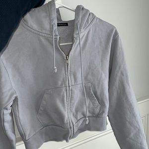 light blue brandy meville zip up hoddie cropped
